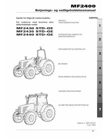 Manual de operação e manutenção do trator Massey Ferguson 2430, 2435, 2440 STD GE pdf DA - Massey Ferguson manuais - MF-36761...