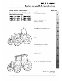 Massey Ferguson 2430, 2435, 2440 STD GE tractor pdf operation and maintenance manual NO - Massey Ferguson manuals - MF-367615...