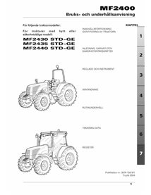 Manuel d'utilisation et d'entretien du tracteur Massey Ferguson 2430, 2435, 2440 STD GE pdf SV - Massey-Ferguson manuels - MF...