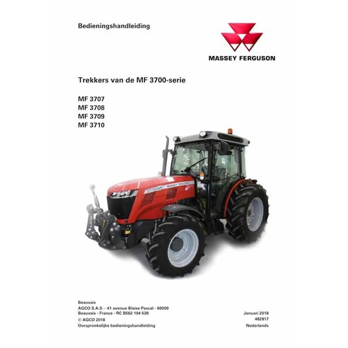 Massey Ferguson 3707, 3708, 3709, 3710 tractor manual del operador pdf NL - Massey Ferguson manuales - MF-482817-NL
