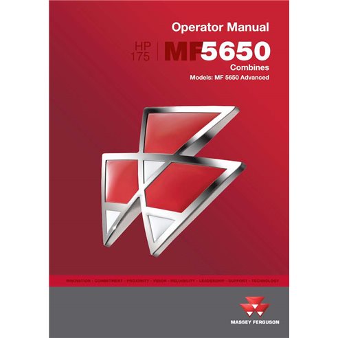 Manual do operador da colheitadeira Massey Ferguson 5650 Advanced em pdf - Massey Ferguson manuais - MF-6300124M1-OM-EN