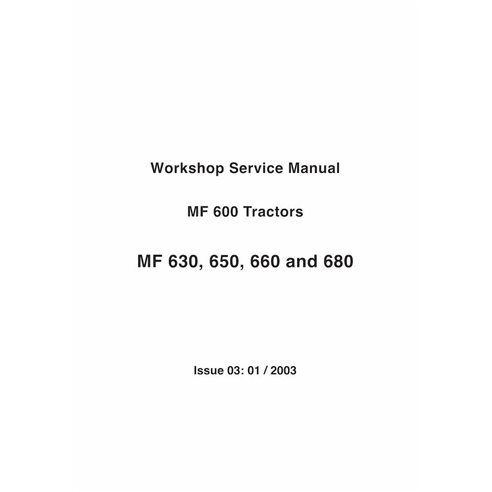 Manual de serviço de oficina em pdf do trator Massey Ferguson 630, 650, 660, 680 - Massey Ferguson manuais - MF-600-03-WSM-EN