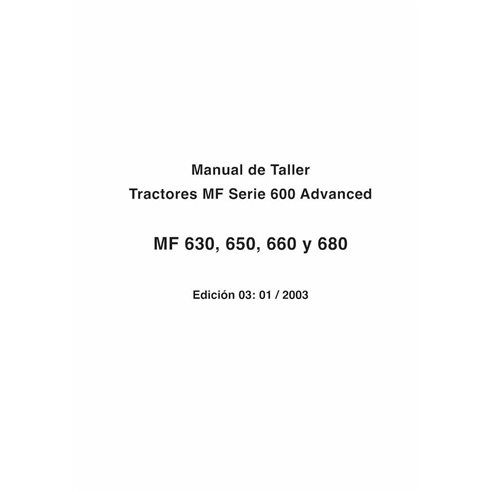Manual de serviço de oficina em pdf do trator Massey Ferguson 630, 650, 660, 680 ES - Massey Ferguson manuais - MF-600-03-WSM-ES