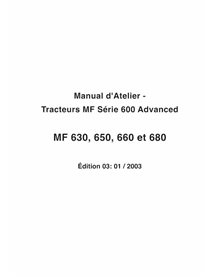 Manuel d'entretien d'atelier pdf pour tracteur Massey Ferguson 630, 650, 660, 680 FR - Massey-Ferguson manuels - MF-600-03-WS...