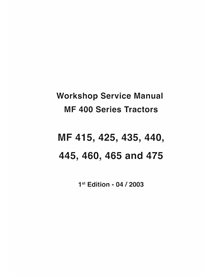 MF-400-01-WSM Manual de serviço de oficina em pdf do trator Massey Ferguson 415, 425, 435, 440, 445, 460, 465, 475