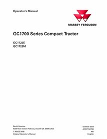 Manual del operador del tractor Massey Ferguson GC1723E, GC1725M en pdf - Massey Ferguson manuales - MF-ACW7152790-EN