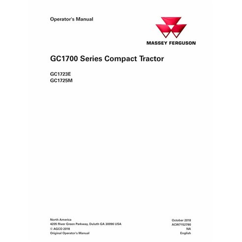 MF-ACW7152790 Manual do operador em pdf do trator Massey Ferguson GC1723E, GC1725M