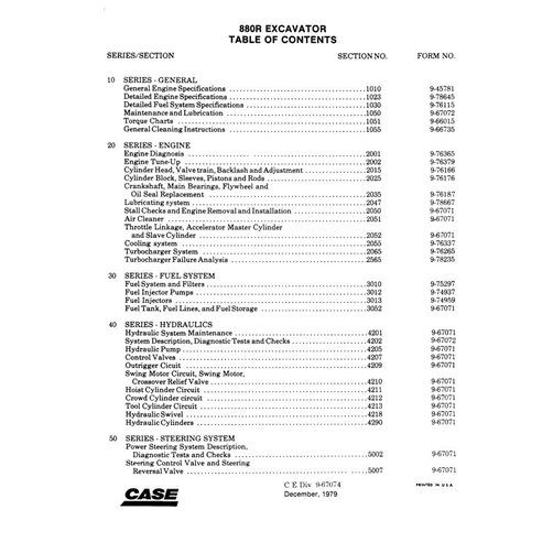 Manual de servicio pdf de la excavadora Case 880R - Case manuales - CASE-9-67075-SM-EN
