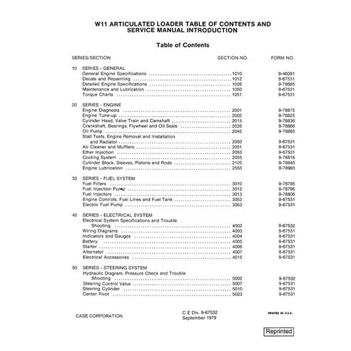 Manual de servicio en pdf del cargador Case W11 - Case manuales - CASE-9-67532-SM-EN