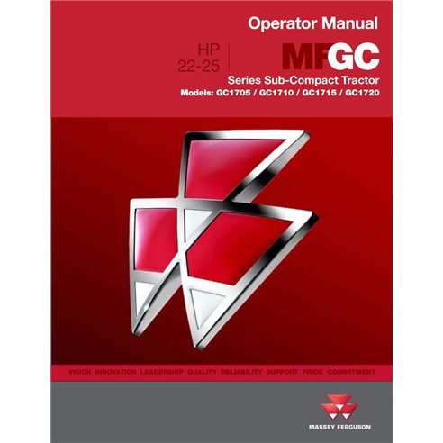 Manual do operador em pdf do trator Massey Ferguson GC1705, GC1710, GC1715, GC1720 - Massey Ferguson manuais - MF-4283485M2-O...