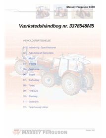 Massey Ferguson 5425, 5435, 5445, 5455, 5460, 5465, 5470, 5475, 5480 tracteur pdf manuel d'entretien d'atelier NL - Massey-Fe...