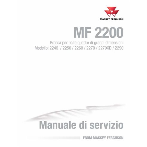 Massey Ferguson 2240, 2250, 2260, 2270, 2270XD, 2290 baler pdf service manual IT - Massey Ferguson manuals - MF-4283541M5-IT