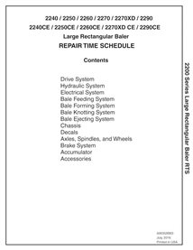 Massey Ferguson 2240, 2250, 2260, 2270, 2270XD, 2290 baler pdf repair time schedule  - Massey Ferguson manuals - MF-4283526M3...