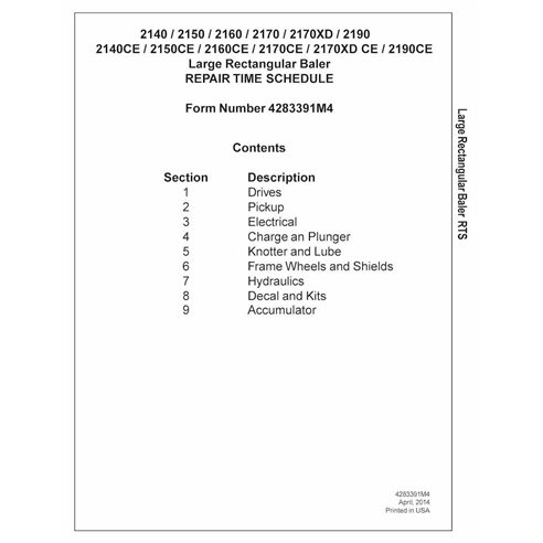 MF-4283391M4-RTS Massey Ferguson 2140, 2150, 2160, 2170, 2170XD, 2190 enfardadeira pdf cronograma de reparo