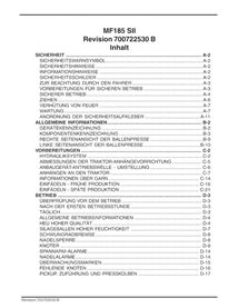 Empacadora Massey Ferguson 185 pdf manual del operador DE - Massey Ferguson manuales - MF-700722530B-OM-DE