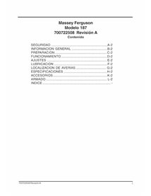 Empacadora Massey Ferguson 187 pdf manual del operador ES - Massey Ferguson manuales - MF-700722508A-OM-ES