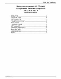 Empacadora Massey Ferguson 190 pdf manual del operador FR - Massey Ferguson manuales - MF-700723078-OM-FR