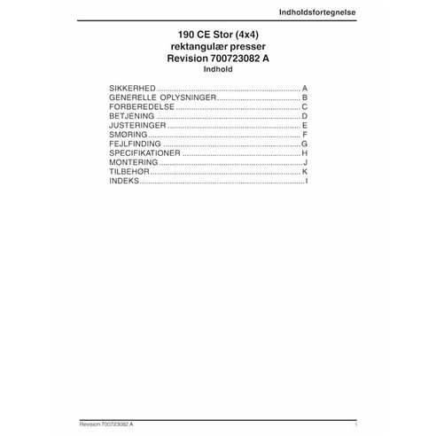 Manual do operador em pdf da enfardadeira Massey Ferguson 190 DA - Massey Ferguson manuais - MF-700723082-OM-DA
