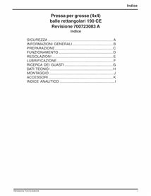 Empacadora Massey Ferguson 190 pdf manual del operador IT - Massey Ferguson manuales - MF-700723083-OM-IT