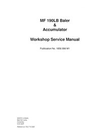 Massey Ferguson 190 baler pdf workshop service manual  - Massey Ferguson manuals - MF-1856996M1-WSM-EN