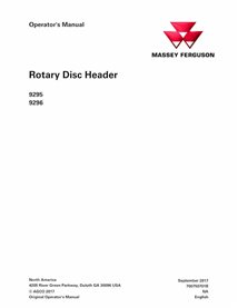 Manuel d'utilisation pdf de la tête de disque rotative Massey Ferguson 9295, 9296 - Massey-Ferguson manuels - MF-700750701B-O...