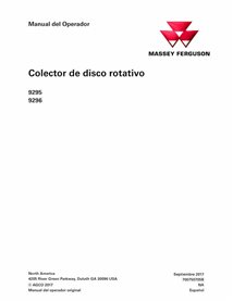 Manuel d'utilisation pdf de la tête de coupe à disque rotatif Massey Ferguson 9295, 9296 ES - Massey-Ferguson manuels - MF-70...