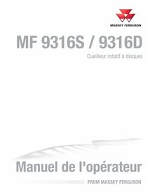 Massey Ferguson 9316S, 9316D cabeçalho de disco rotativo pdf manual do operador FR - Massey Ferguson manuais - MF-700750338B-...