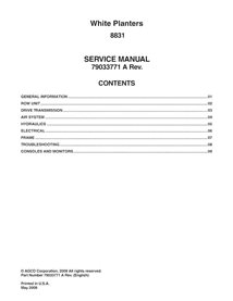 Manuel d'entretien PDF du semoir Massey Ferguson 8831 - Massey-Ferguson manuels - MF-79033771A-SM-EN