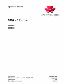 Manual do operador da plantadeira Massey Ferguson 9816 VE, 9824 VE em pdf - Massey Ferguson manuais - MF-700745957B-OM-EN