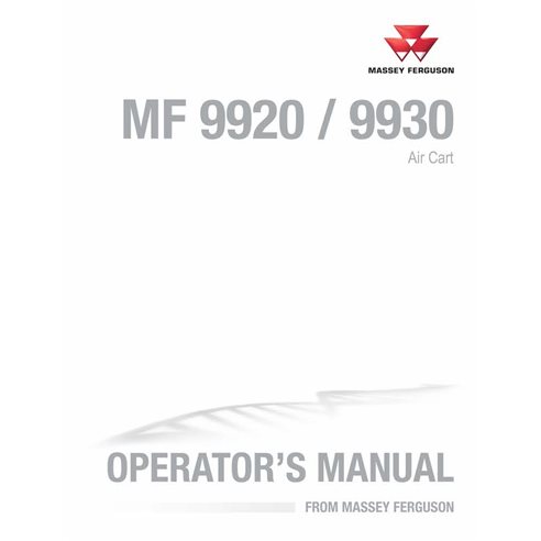 Massey Ferguson 9920, 9930 air cart pdf operator's manual  - Massey Ferguson manuals - MF-9971391MFA-OM-EN