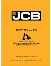 JCB JS145W, JS160W, JS175W, JS20 MH,\r\nJS200W excavator pdf operator's manual  - JCB manuals - JCB-9821-7150-11-OM-EN