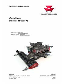 Massey Ferguson 9380, 9380 AL combine pdf workshop service manual  - Massey Ferguson manuals - MF-D3118800M4-WSM-EN