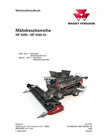 Massey Ferguson 9380, 9380 AL moissonneuse-batteuse pdf manuel d'entretien d'atelier DE - Massey-Ferguson manuels - MF-D31188...