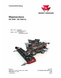 Massey Ferguson 9380, 9380 AL combine pdf workshop service manual DA - Massey Ferguson manuals - MF-D3118803M4-WSM-DA