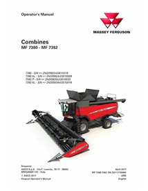 Manuel d'utilisation PDF de la moissonneuse-batteuse Massey Ferguson 7380, 7380 AL, 7382, 7382 AL - Massey-Ferguson manuels -...