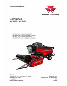 Manuel d'utilisation PDF de la moissonneuse-batteuse Massey Ferguson 7360, 7370 - Massey-Ferguson manuels - MF-LA327316018-OM-EN