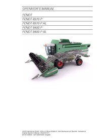 Fendt 8370 P, 8400 P combine harvester operator's manual - Fendt manuals - FENDT-D3151100M4