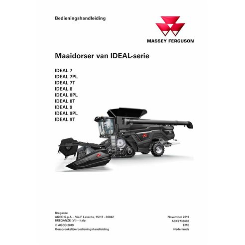 Massey Ferguson IDEAL 7, IDEAL 8, IDEAL 9 Etapa 5 cosechadora manual del operador en pdf NL - Massey Ferguson manuales - MF-A...