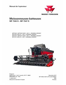 Manuel d'utilisation de la moissonneuse-batteuse Massey Ferguson 7345S, 7347S pdf FR - Massey-Ferguson manuels - MF-LA3273060...