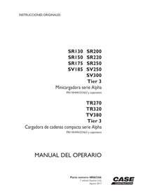 Manuel de l'opérateur pdf pour chargeuses compactes Case SR130-SR250, SV185-SV300, TR270, TR320, TV380 Tier 3 ES - Case manue...