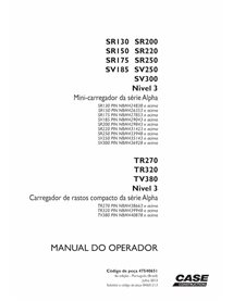 Case SR130-SR250, SV185-SV300, TR270, TR320, TV380 Tier 3 minicargadora manual del operador en pdf PT - Case manuales - CASE-...