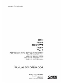 Case 580N, 580SN, 580SN WT, 590SN Tier 3 backhoe loader pdf operator's manual PT - Case manuals - CASE-51409971-OM-PT