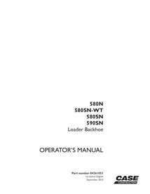 Manual del operador de la retroexcavadora Case 580N, 580SN, 580SN-WT, 590SN en formato PDF - Case manuales - CASE-84261053-OM-EN