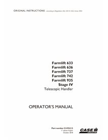 Case Farmlift 633, 636, 737, 742, 935 Manipulador telescópico Stage IV manual do operador em pdf - Case IH manuais - CASE-514...