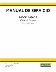 New Holland 840CD, 880CF cabezal de cortina pdf manual de servicio ES - New Holand Agricultura manuales - NH-48144019-SM-ES