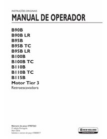 New Holland B90B, B95B, B100B, B115B retroescavadeira Tier 3 pdf manual do operador PT - New Holland Construção manuais - NH-...