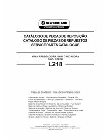 Catálogo de peças em pdf da minicarregadeira New Holland L218 - New Holland Construção manuais - NH-71114399-PC-EN