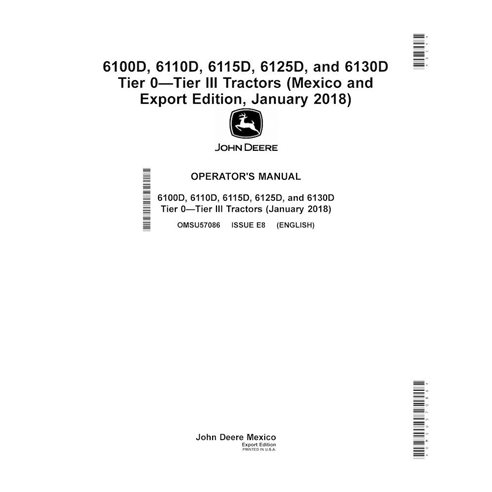 Manual del operador en PDF del tractor John Deere 6100D, 6110D, 6115D, 6125D y 6130D Tier 0—Tier III - John Deere manuales - ...