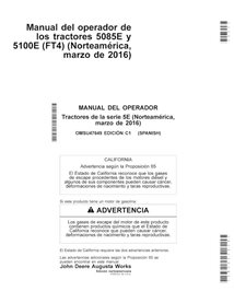 Manuel de l'opérateur pdf pour tracteur John Deere 5085E, 5100E FT4 ES - John Deere manuels - JD-OMSU47649-ES