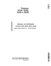 Manuel de l'opérateur pdf pour tracteur John Deere 6130, 6230, 6330, 6430 PT - John Deere manuels - JD-OMAL179680-PT